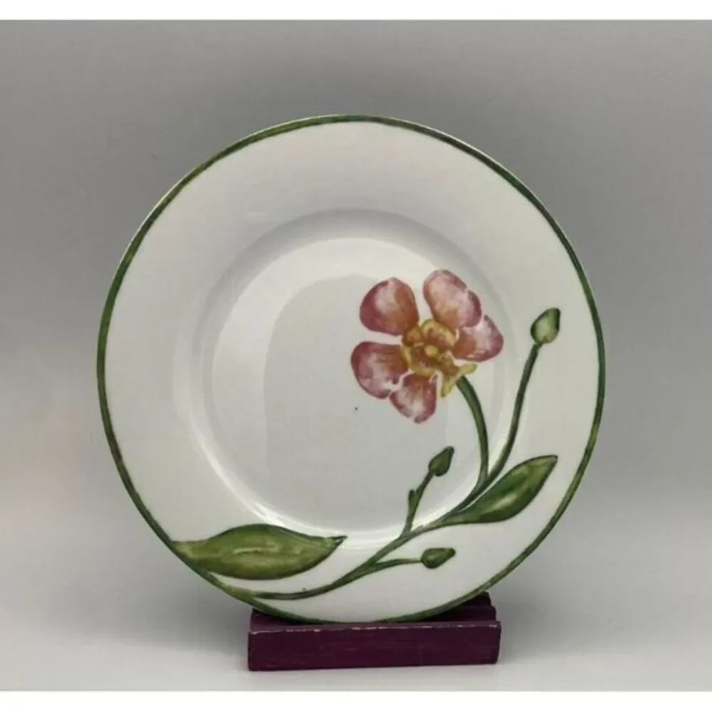 Pier 1 One Floral Salad‎ Appetizer Plate (s) Pink Flower